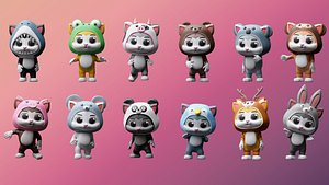 Cartoon kittens in animal costumes