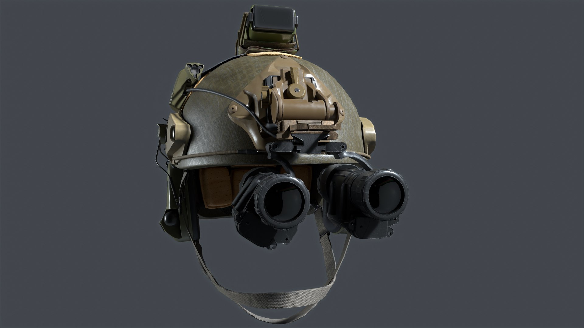 Helmet With Night Vision Goggles And Ear Protection 3D Model ...