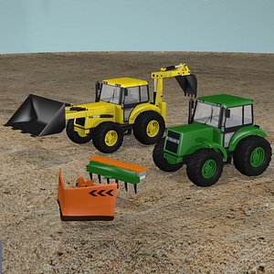 3D tractor backhoe plow model