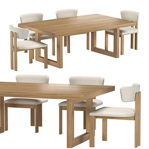 Oak Global Table Rodin Chair Dining SET 3D model