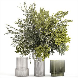 3D model Lush bouquet of cherry blossom branches with sakura leaves 348