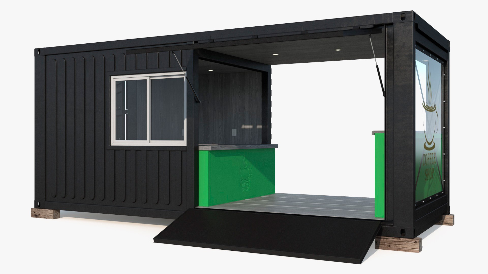 Cafe Metal Container Grey 3D model preview