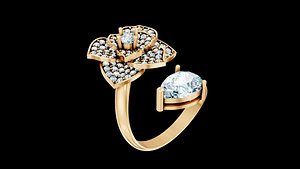 3D Flower ring model