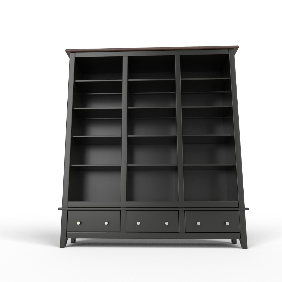 3D Black Bookshelf Case Model - TurboSquid 2245391