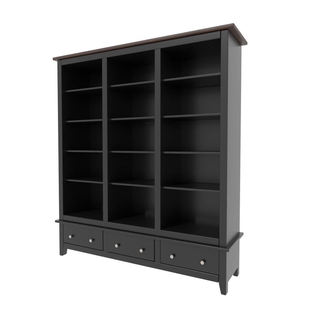 3D Black Bookshelf Case Model - TurboSquid 2245391