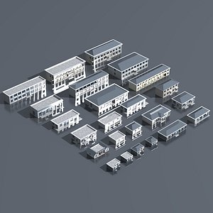 Flat-Roofed Background Buildings 3D model