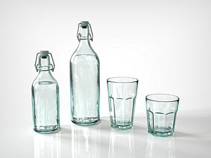 Vintage Glass Bottle and Classic Glass