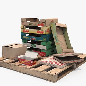 Cardboard Boxes Pile 3D