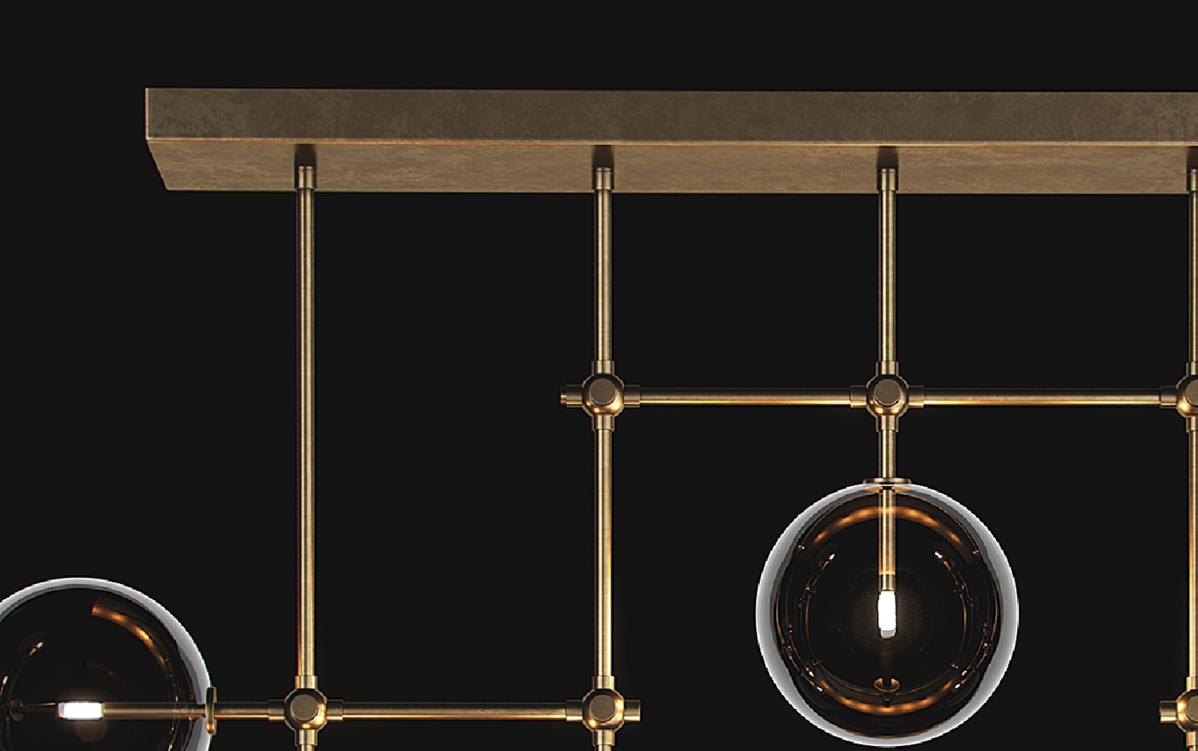 Glass globe linear chandelier model TurboSquid 1655768