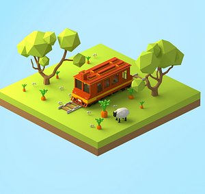 low poly train