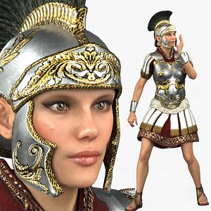 3D model Realistic Rigged Medieval Woman soldier Creatures Character 3D Model