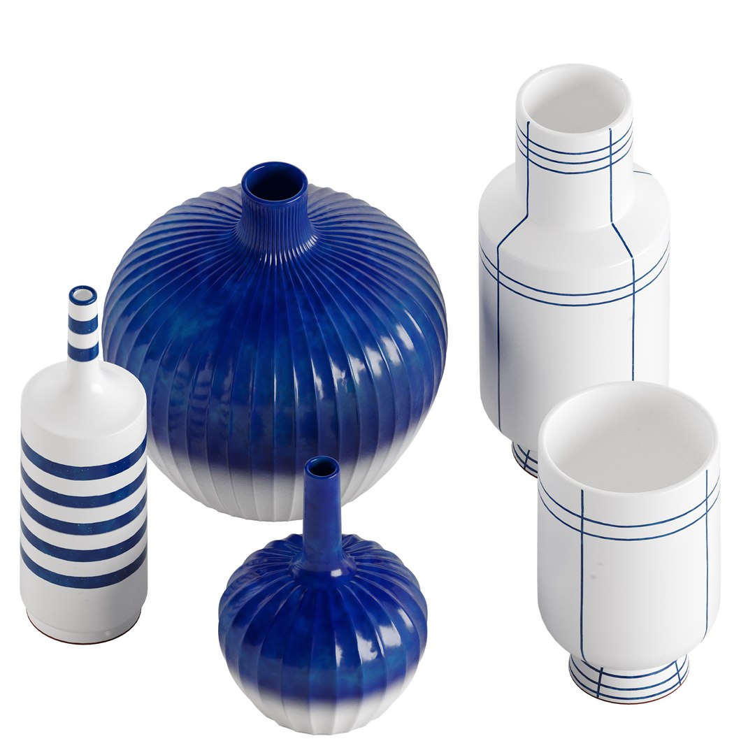 Decorative ceramic vases set 3D model - TurboSquid 2159606