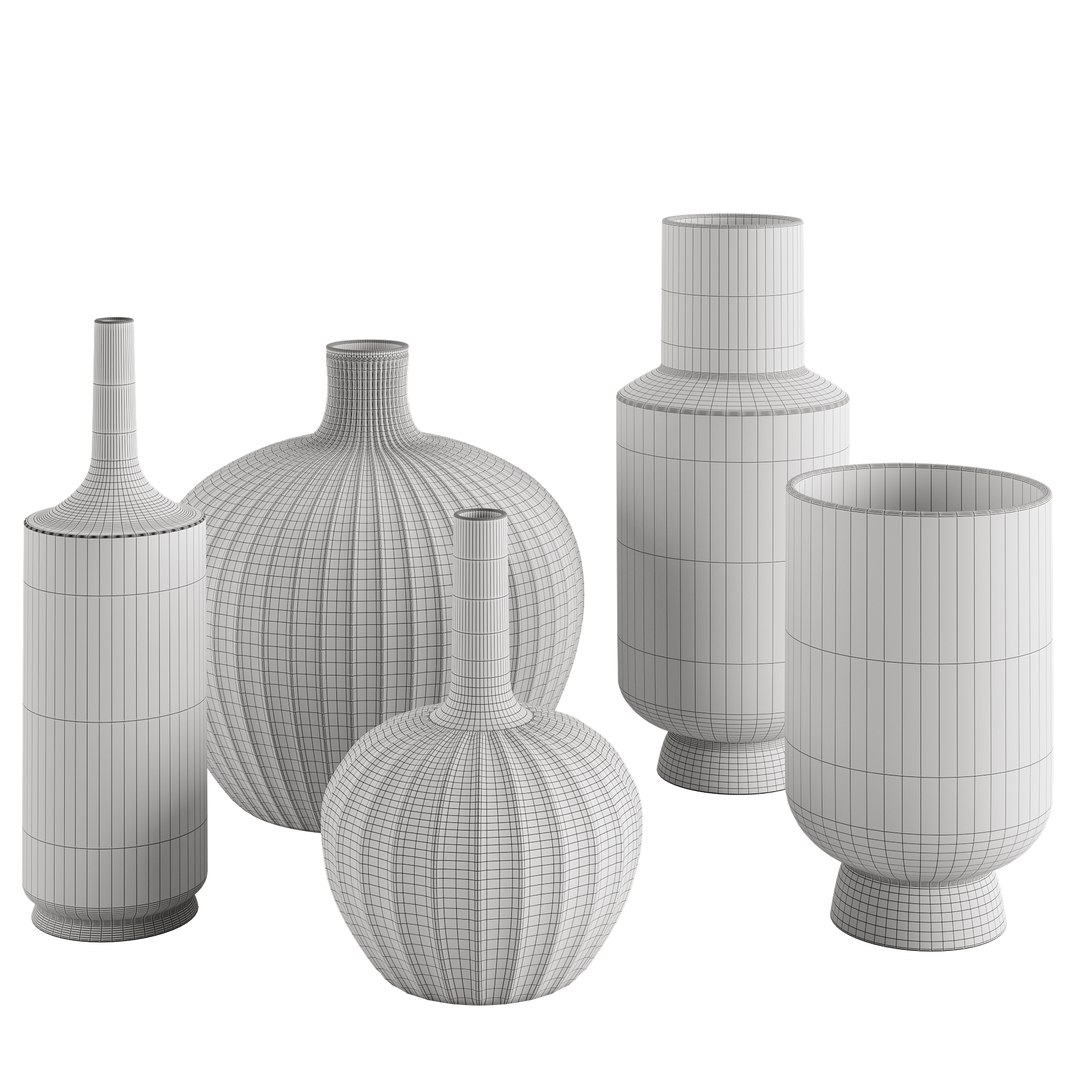 Decorative ceramic vases set 3D model - TurboSquid 2159606