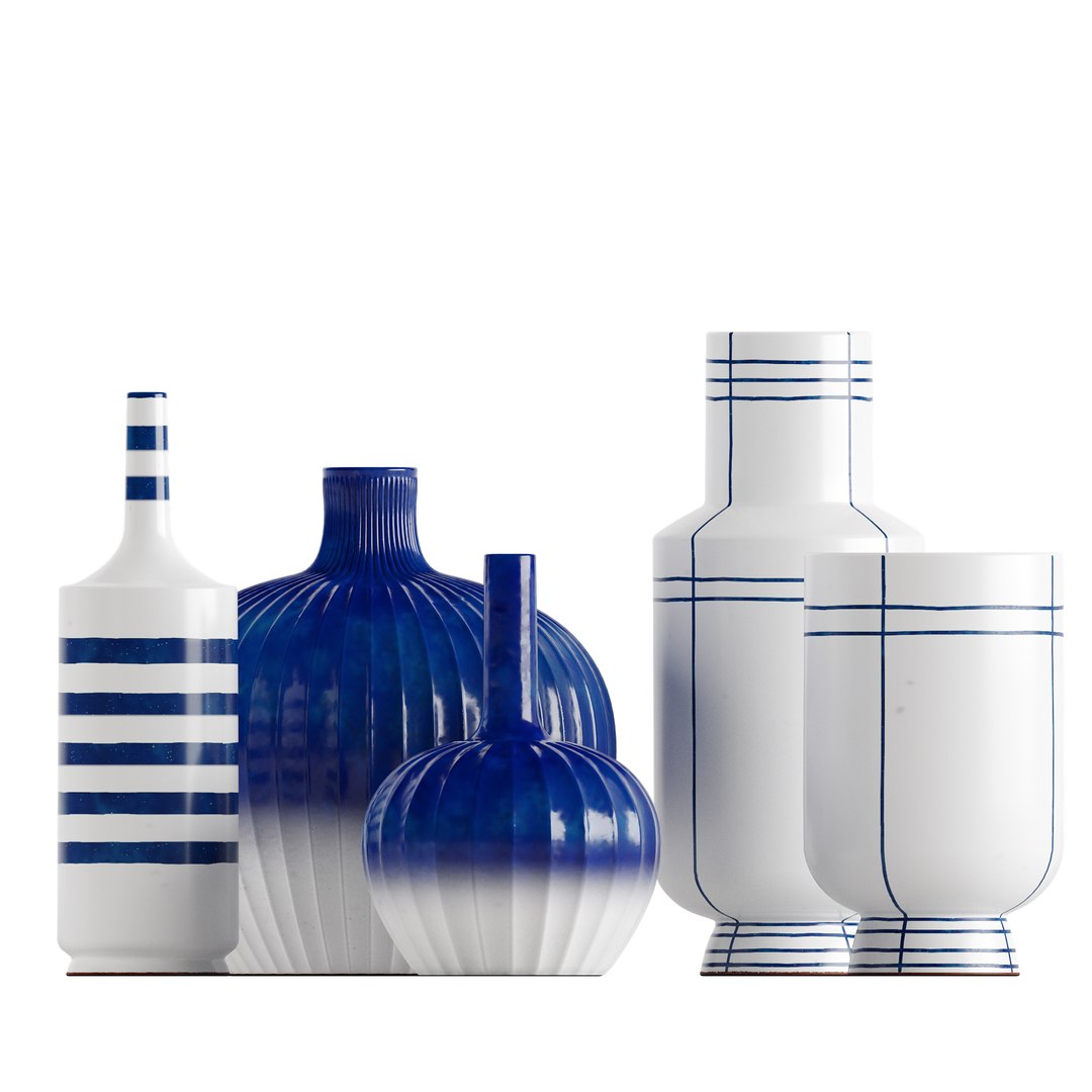 Decorative ceramic vases set 3D model - TurboSquid 2159606