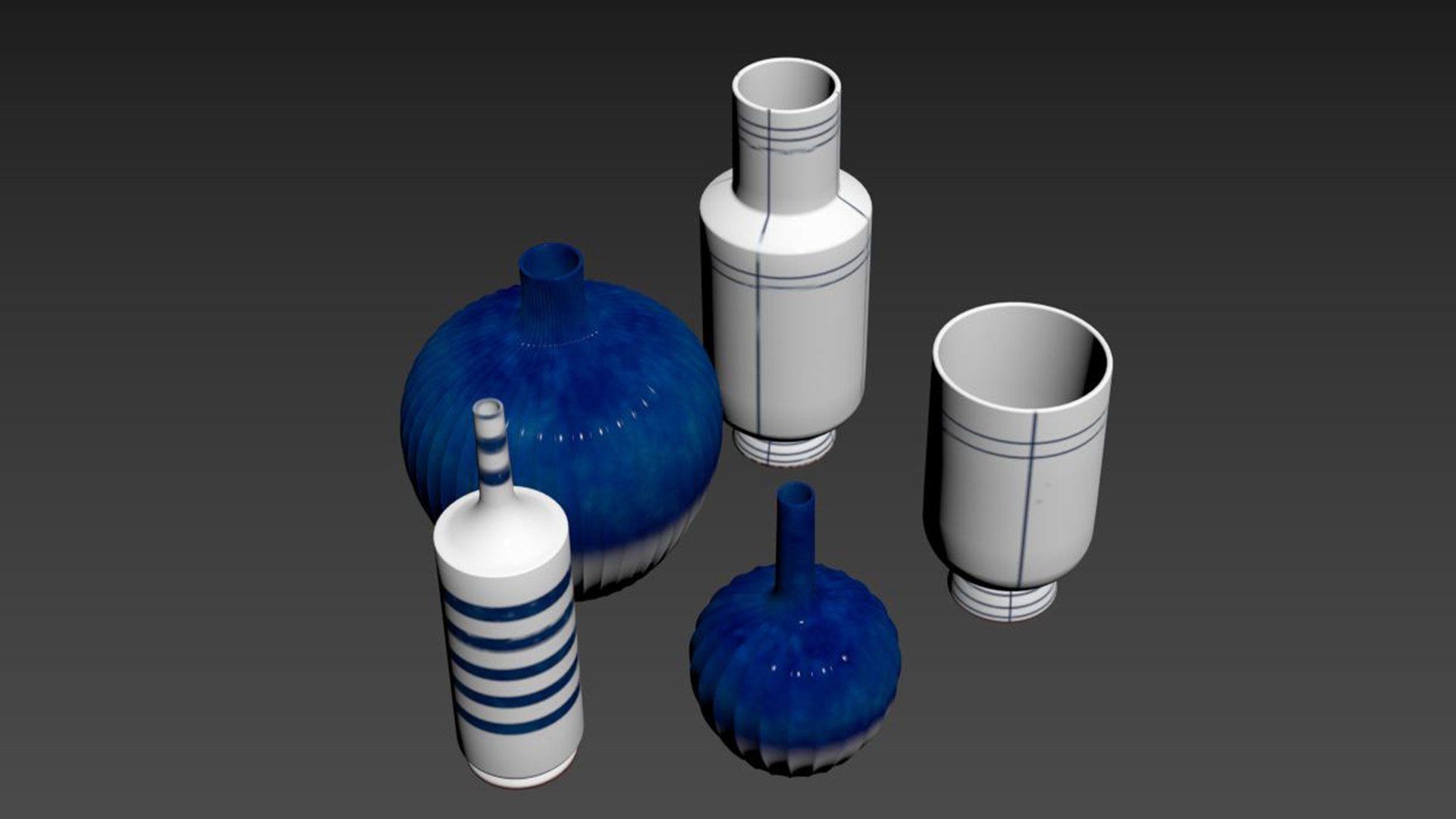 Decorative ceramic vases set 3D model - TurboSquid 2159606