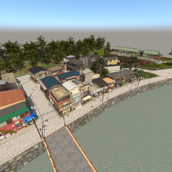 3D Japanese Alley Riverside Full