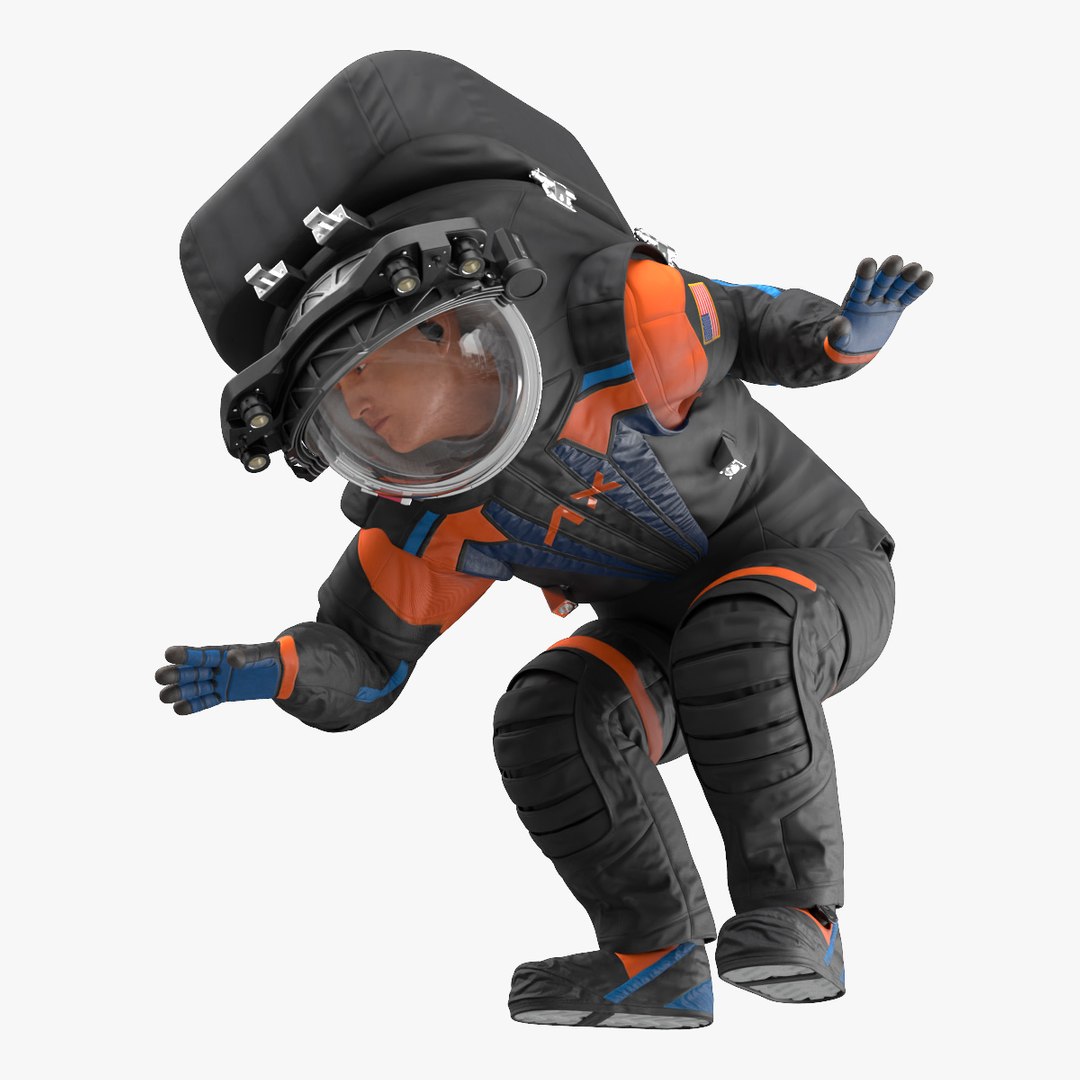 Astronaut Wearing NASA Axiom Spacesuit Rigged 3D model preview