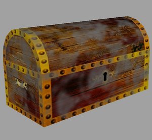 Old Dirty Low Poly Treasure Chest