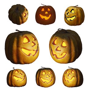 Halloween pumpkin complete SET with light and 55 ready renders Low-poly 3D model 3D