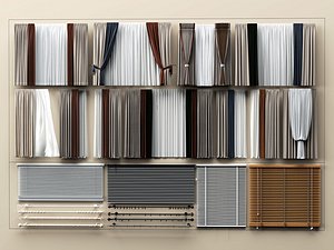 3D Modern Curtain Blinds Window Treatment Decoration Pack PBR model