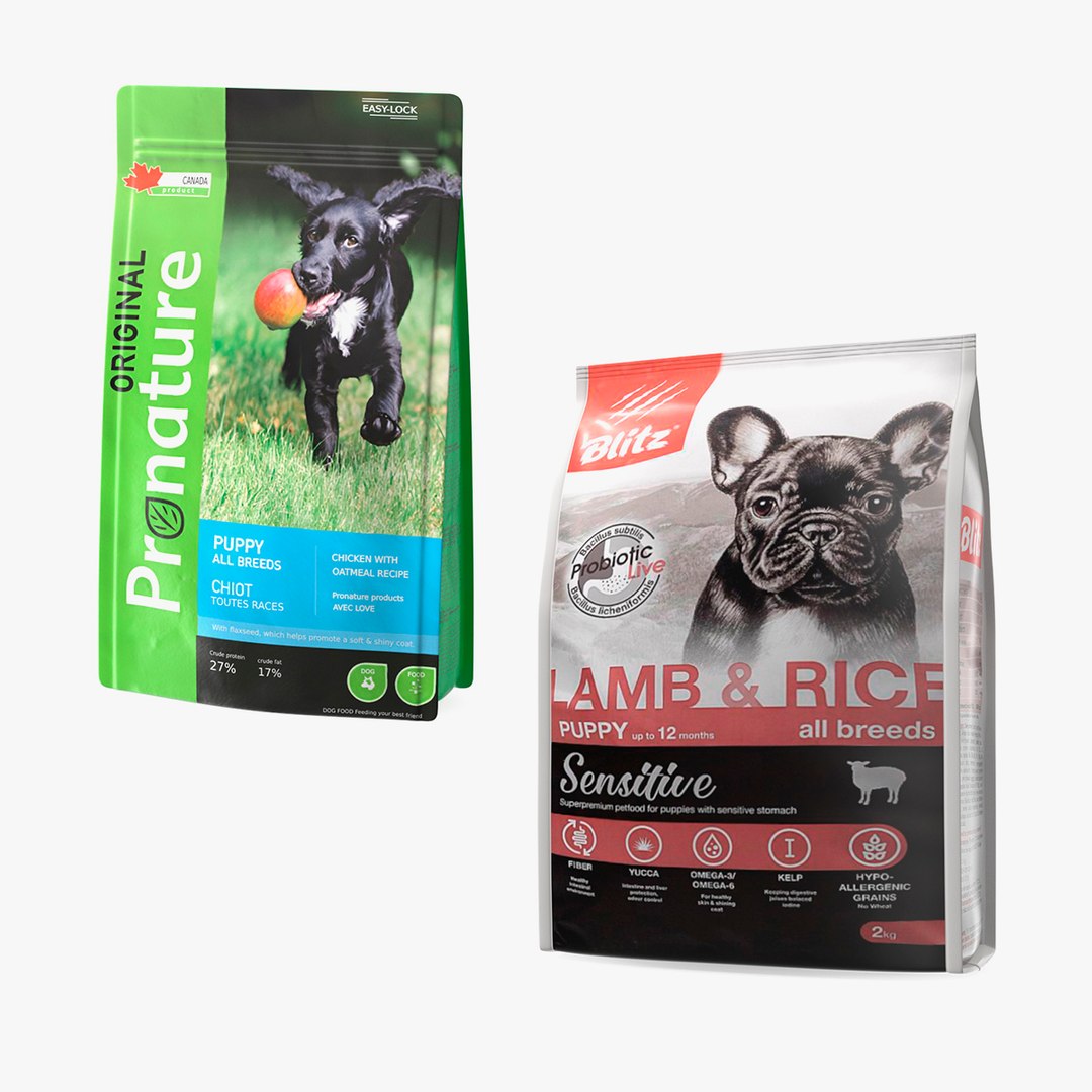Puppy Food Packages Collection 3D model preview