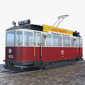 3D model vintage european tramcar