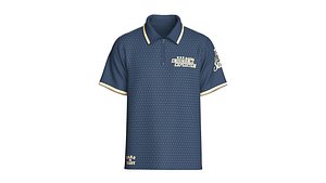 Men Printed Micro Dot Navy Blue Zip Polo Shirt model
