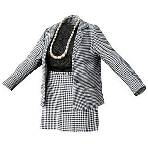 Outfit Vintage Clueless Grey Houndstooth Fashion Women Vintage 90s