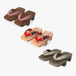 3D Traditional Japanese Clogs Collection model