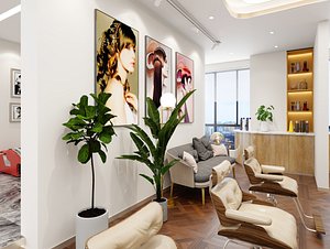 3D Barber Station Mirror  Vanity Set 3D Model - Salon Console Makeup Lights