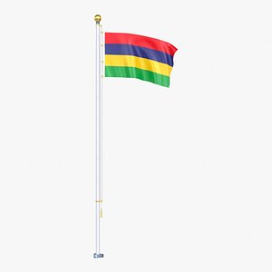 3D model Mauritius Flag Stand Pole Animated Loop