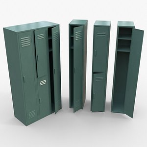 3D PBR School Gym Locker 04 - Green Light