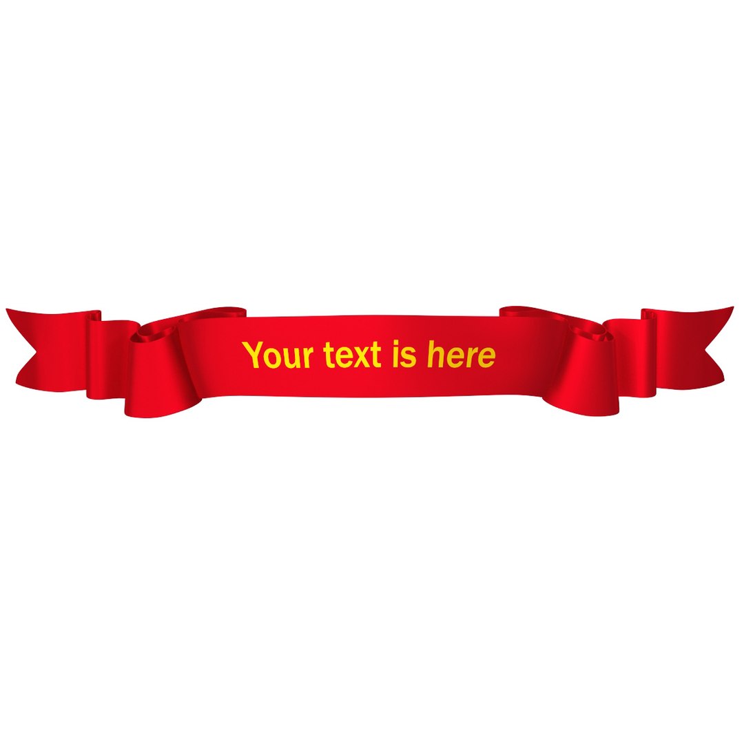 Red Ribbon Curved Stripe Banner 3D model preview
