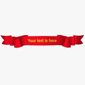 3D Red Ribbon Curved Stripe Banner model