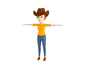 CartoonGirl035 Cow Girl 3D model