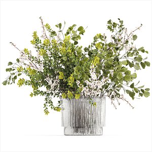 Bouquet Branch Of Cherry Blossoms Greenery Sakura 438 3D model