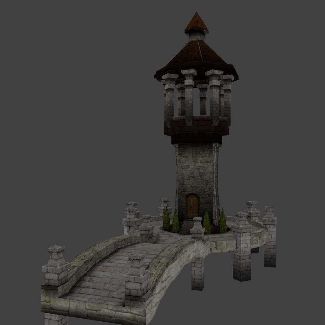 medieval bridge tower 3d model