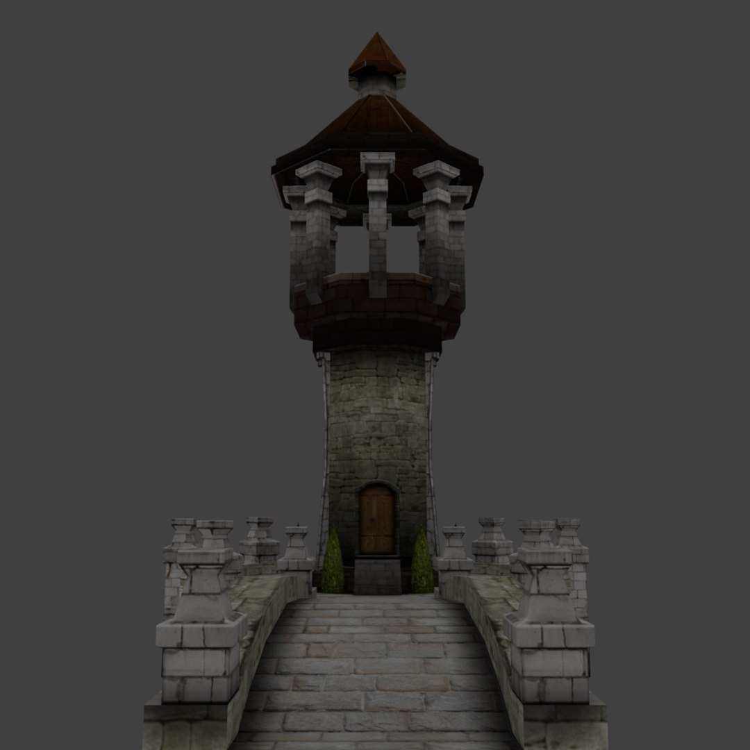 Medieval Bridge Tower 3d Model