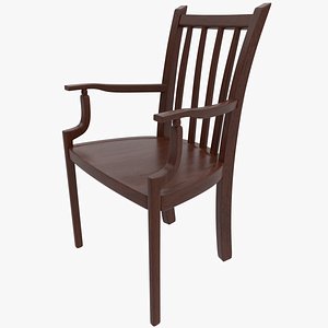3D Wooden Brown Chair model