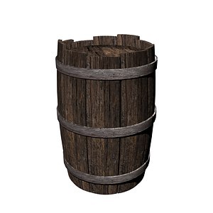 3D wooden barrel model