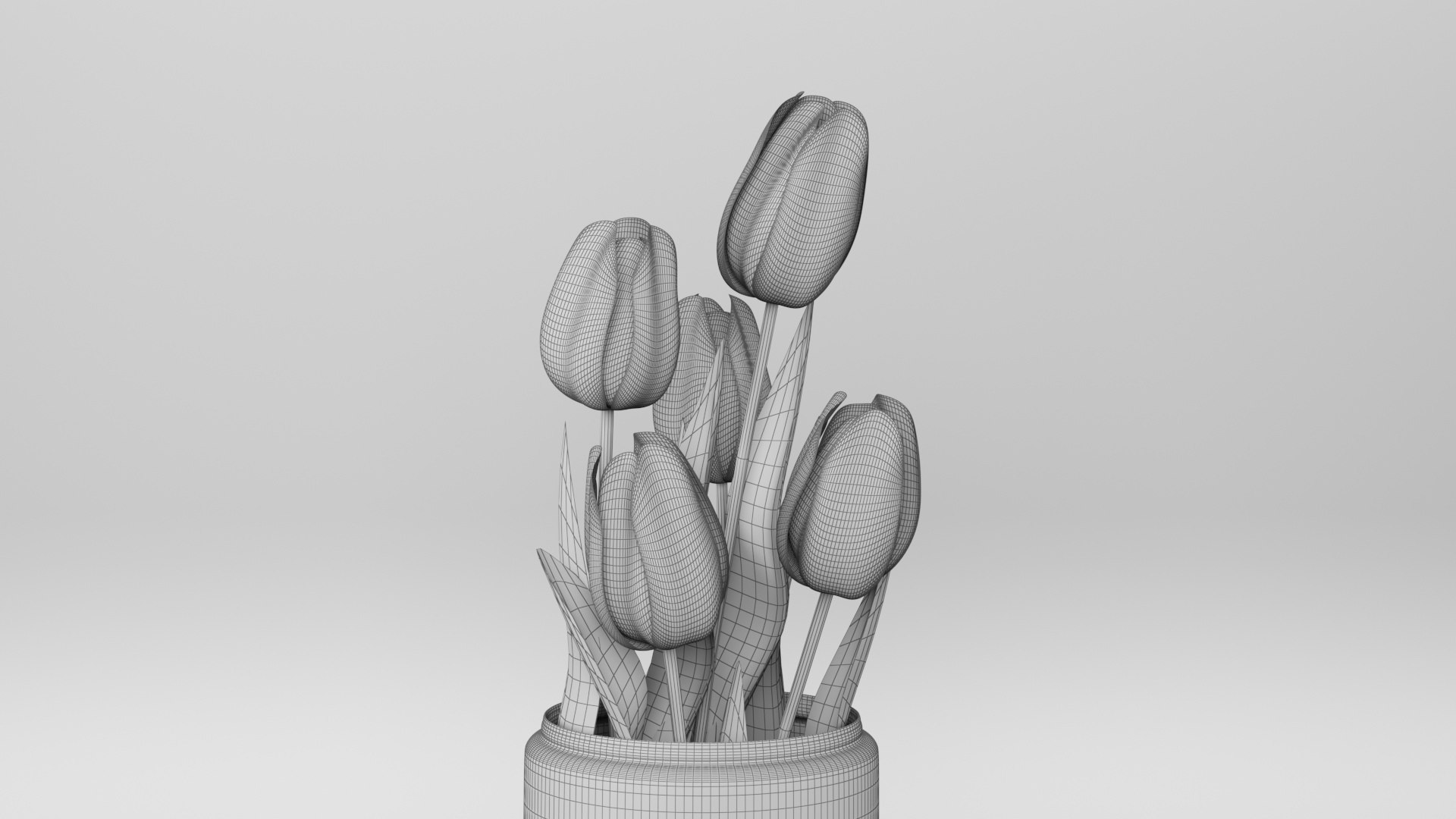 3d Model Orange Tulips Bouquet In A Vase Turbosquid 2224210