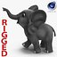 Cartoon Elephant Rigged for Cinema 4D