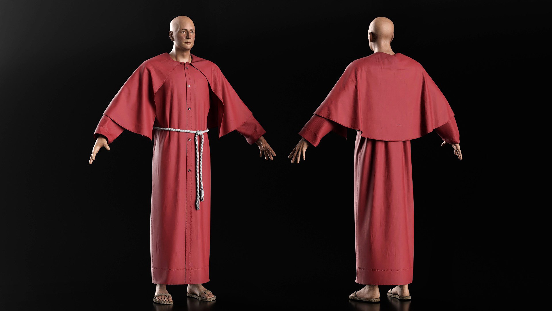 Male In Red Robe And Cape 3D - TurboSquid 2384712