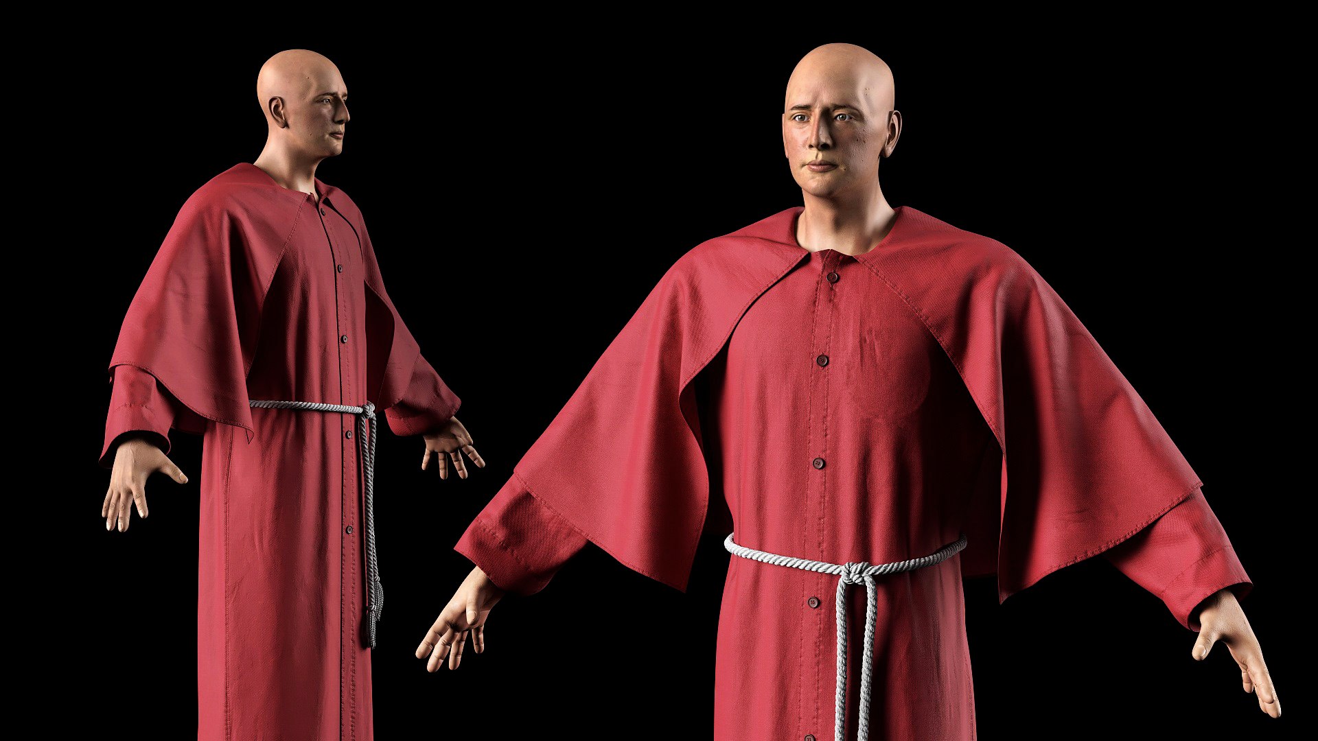 Male In Red Robe And Cape 3D - TurboSquid 2384712
