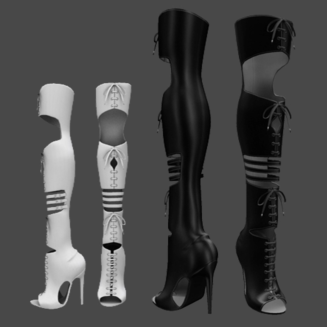 3D Knee Rocker Boots - TurboSquid 1164546
