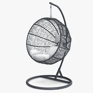 Hanging Ball Shaped Chair with Stand Gray