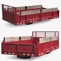 Stake Bed Flatbed Platform with Mesh Guard Red