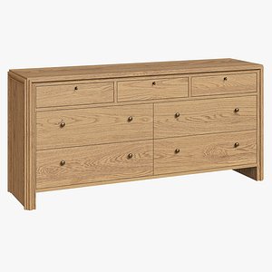 3D model Crate and Barrel oak dresser Caldwell Barley