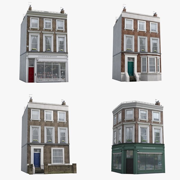 3D 4 London Townhouses Collection