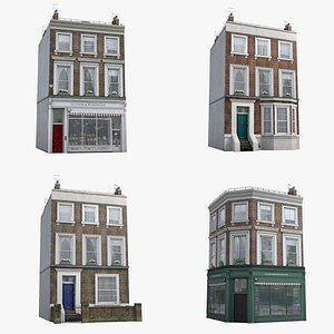 3D 4 London Townhouses Collection
